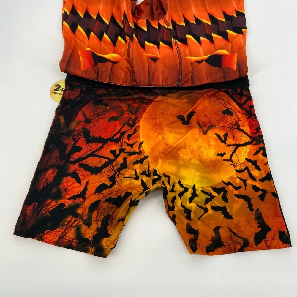 NWT CRAZYBOXER Men’s Halloween Boxer Briefs Bats Pumpkin Jack-o’-lantern Print L
