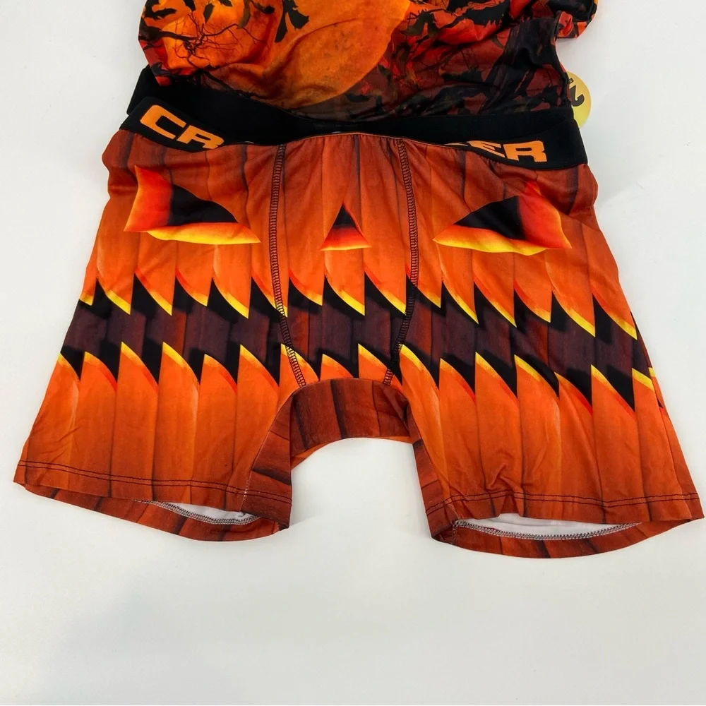 NWT CRAZYBOXER Men’s Halloween Boxer Briefs Bats Pumpkin Jack-o’-lantern Print L