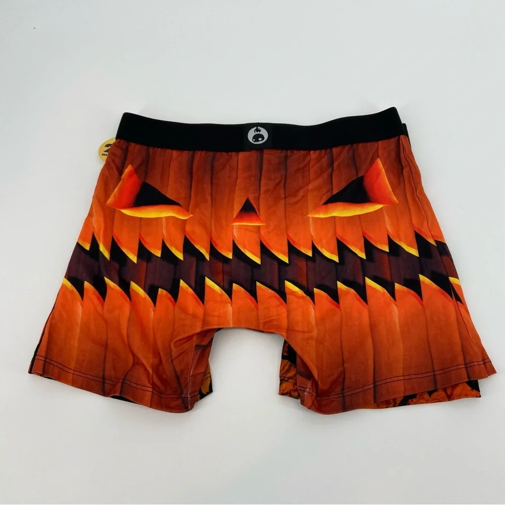 NWT CRAZYBOXER Men’s Halloween Boxer Briefs Bats Pumpkin Jack-o’-lantern Print L