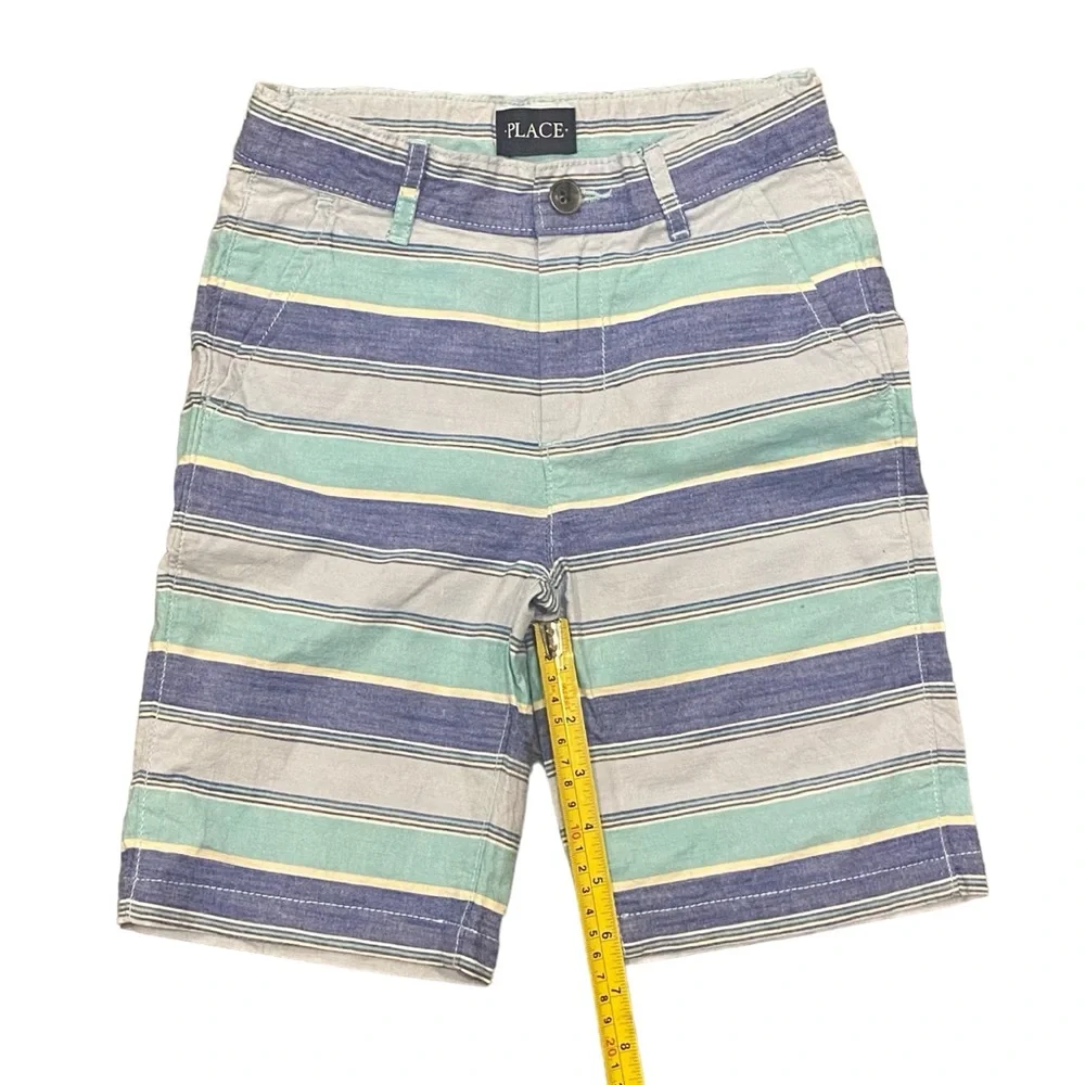 Childrens Place Boys Blue Striped Shorts‎ Size 7 Adjustable Waist