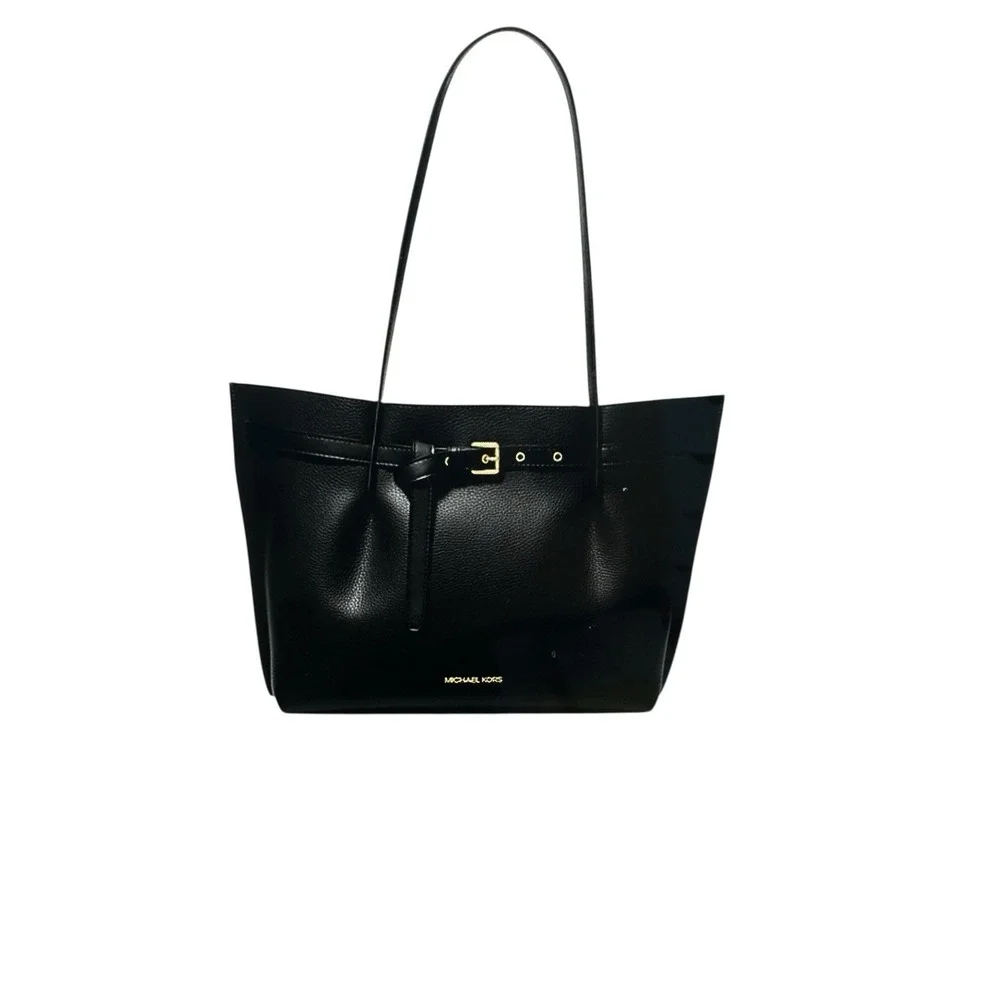 Michael Kors Emilia Large‎ Pebbled Leather Tote Bag Black NWT