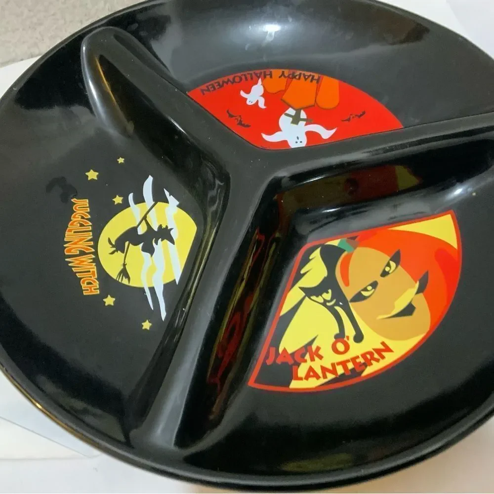 Vintage Target Black Ceramic Divided Halloween Serving Platter