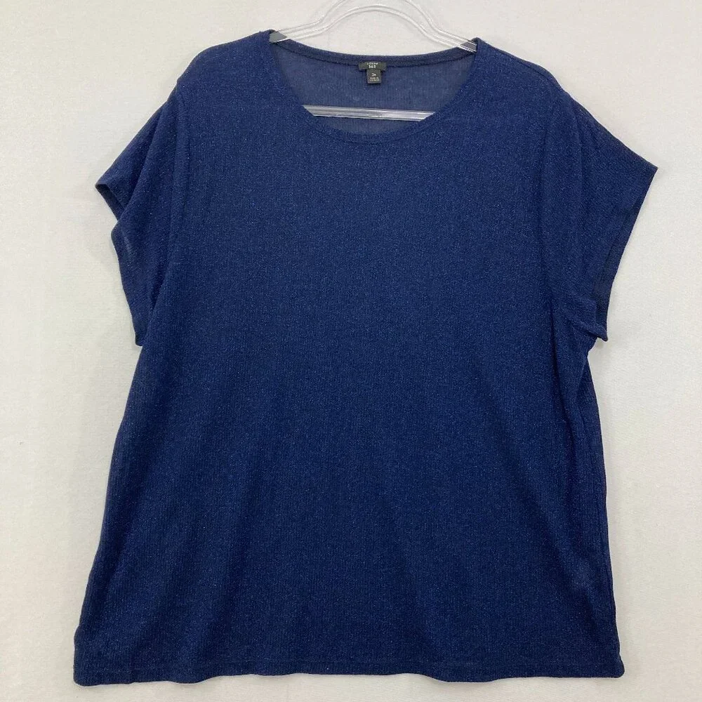 J. Crew 365 size 3X Navy Stretch Sparkling Short‎ Sleeve Tee Comfy Casual