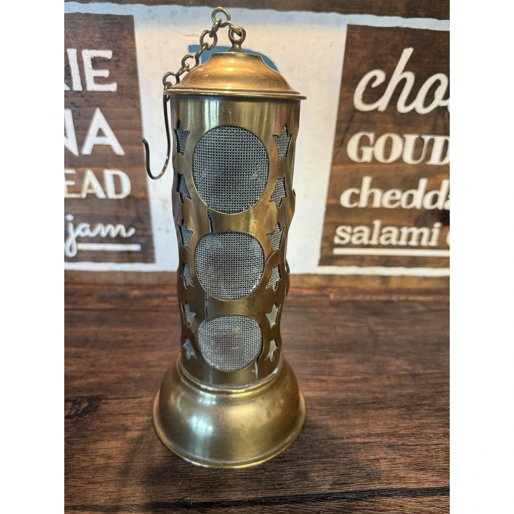 Vintage Brass Kerosene Lantern Hanging‎ Mesh Patio Lamp Sherwoods Ltd