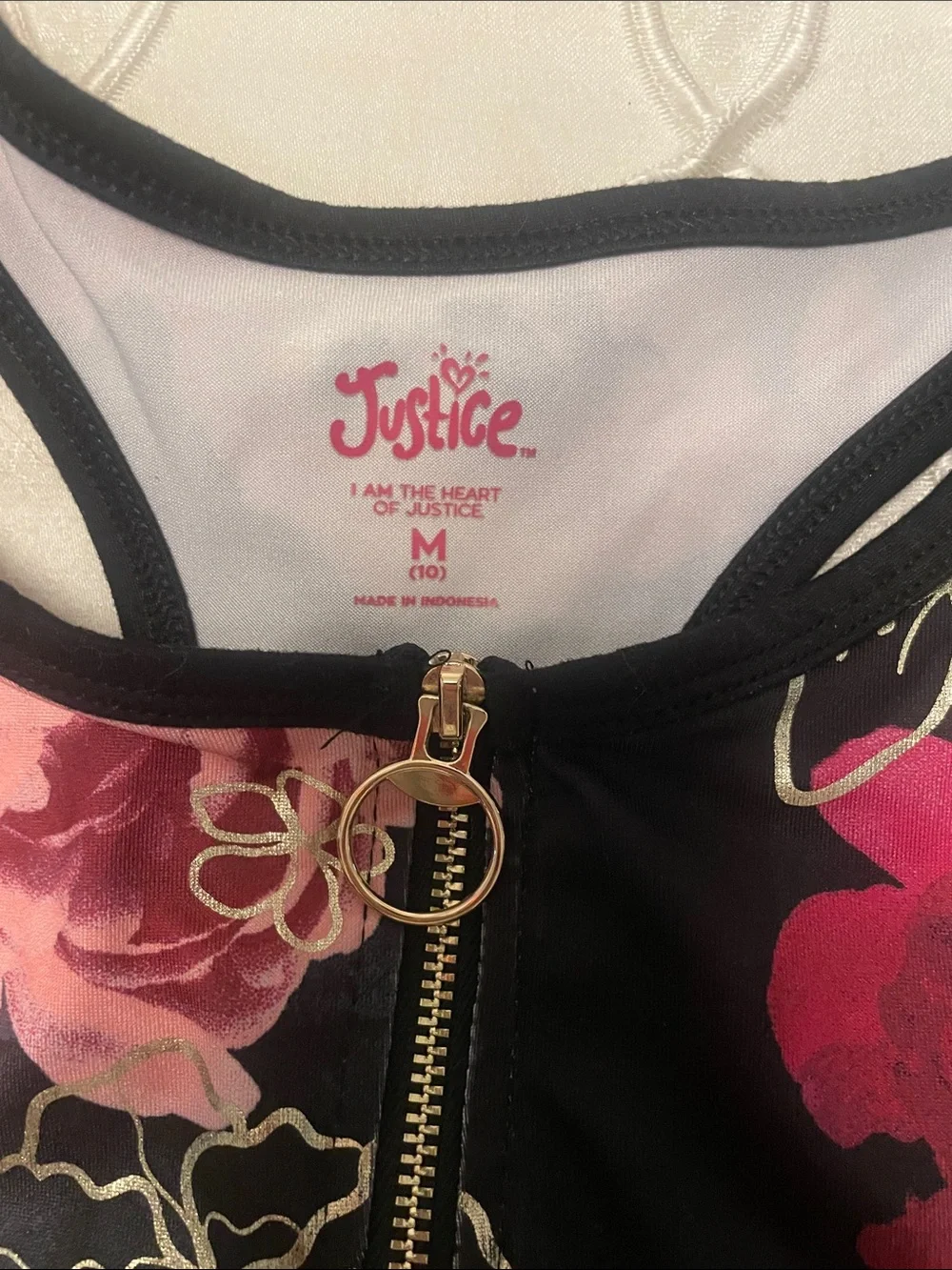 Justice front stretch zip