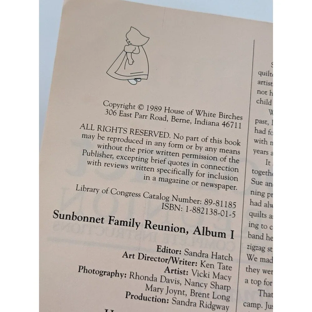 Sunbonnet Family Reunion Album 1 (1989) 125 Designs House of White Birches Quilt
