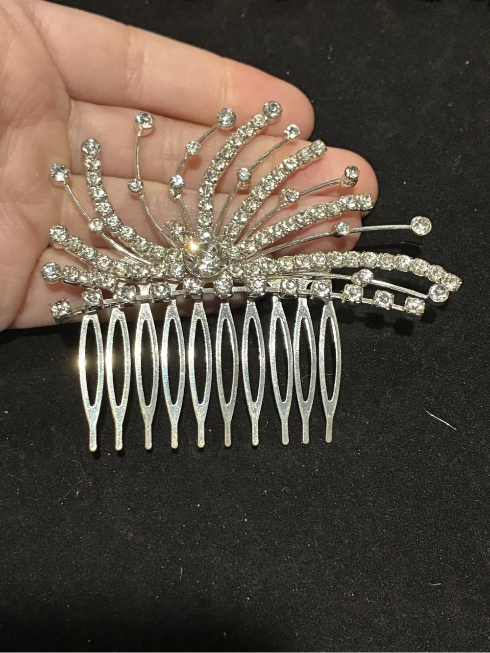 Vintage Mid Century Rhinestone Hair Comb