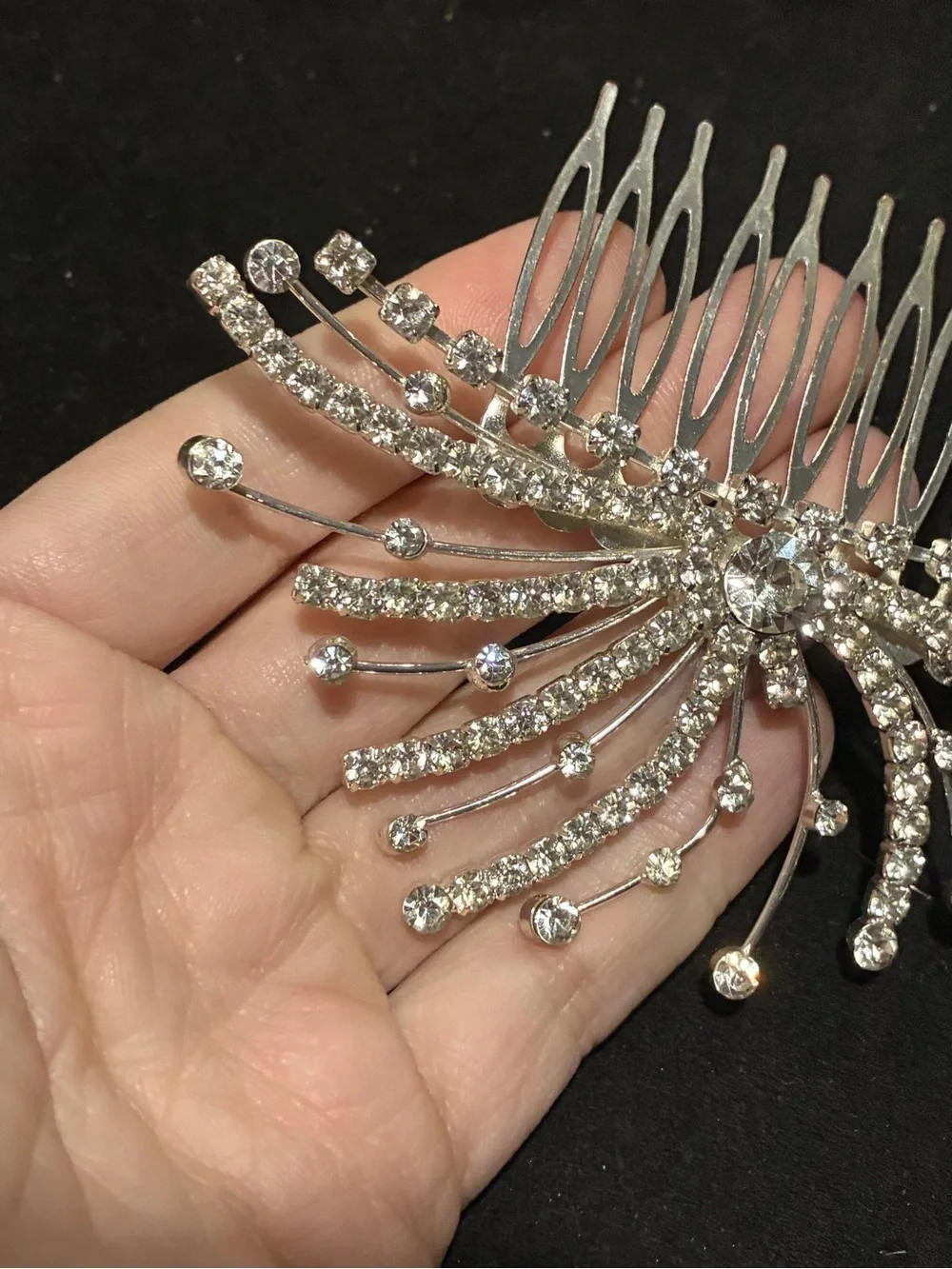 Vintage Mid Century Rhinestone Hair Comb