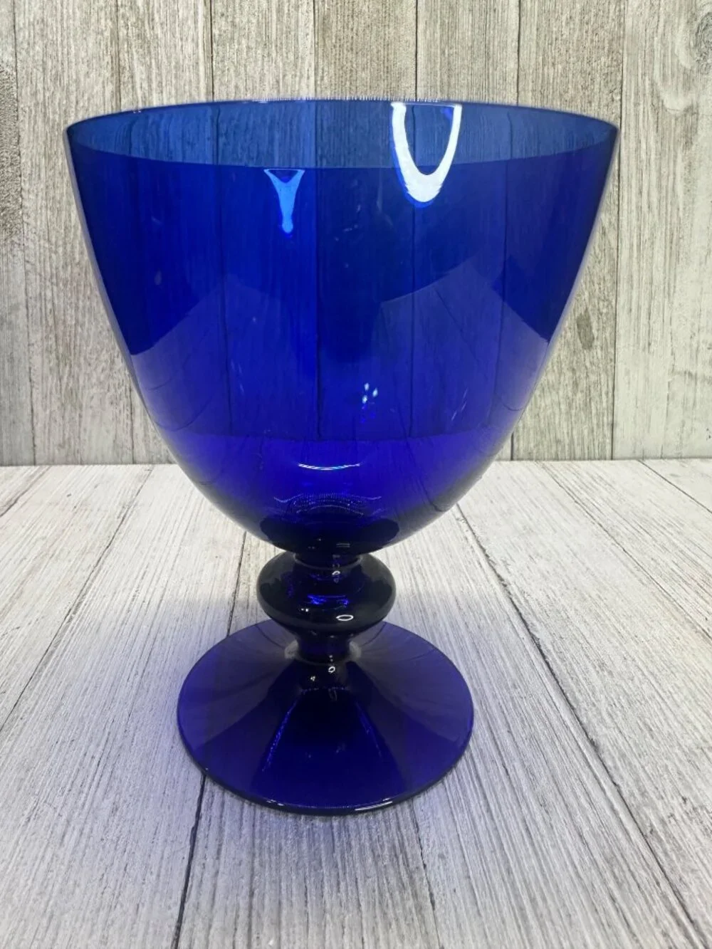 Vtg Bristol Style Cobalt Blue Wine Goblets Glasses Stemmed 5 1/4