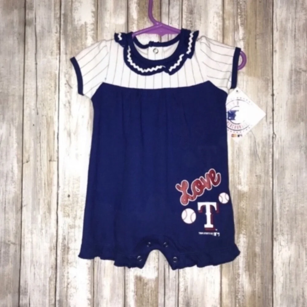Texas Rangers Baby Girl Onesie NWT 0-3M Blue MLB Baseball Outfit
