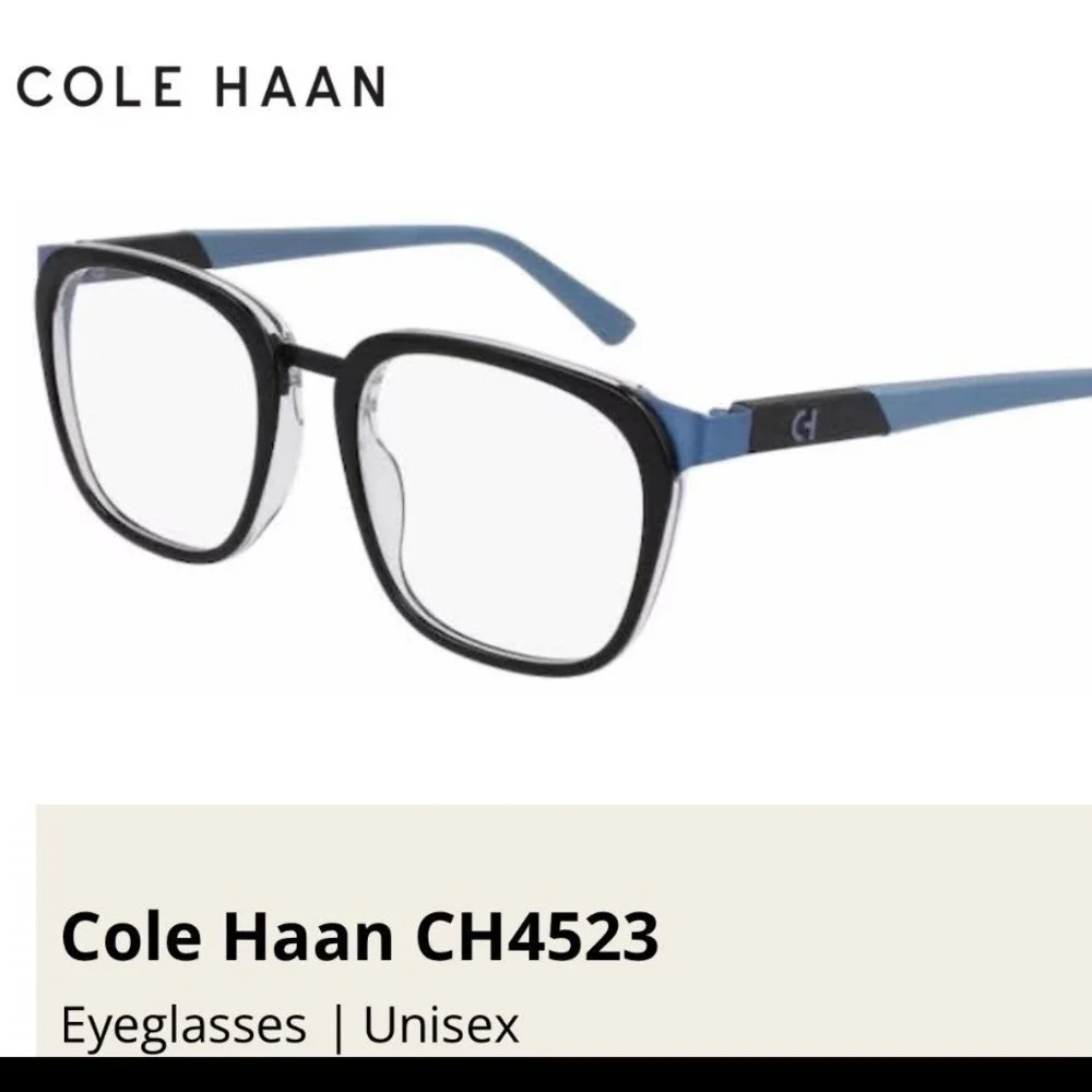 Minimalist Cole Haan Designer Eyeglasses CH4523 Black Blue Flexible Frames
