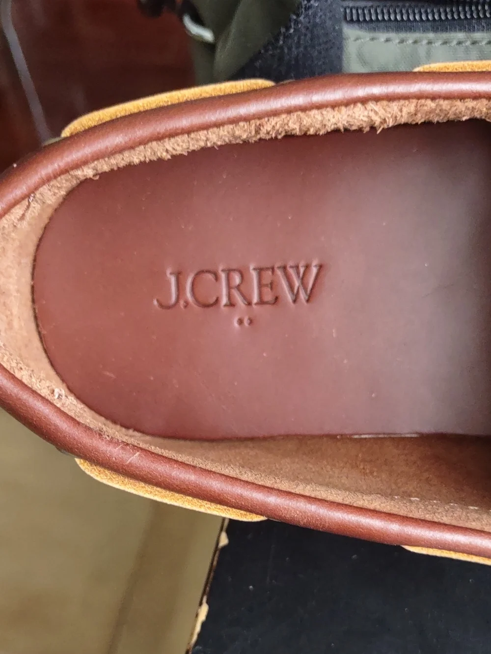 BRAND NEW J. Crew Men’s Chestnut Brown Leather Boat Shoes with Tan Laces