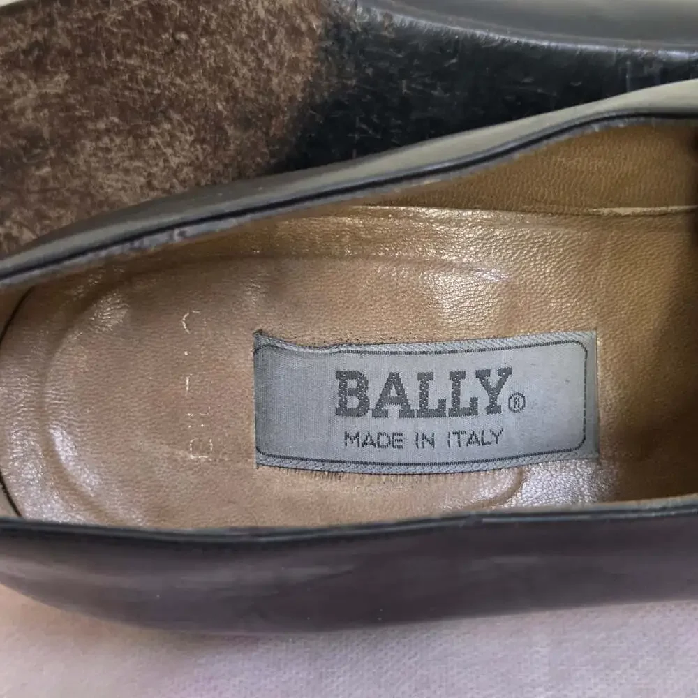 Vintage Bally Black Leather Lace-Up Oxfords Size 10 D