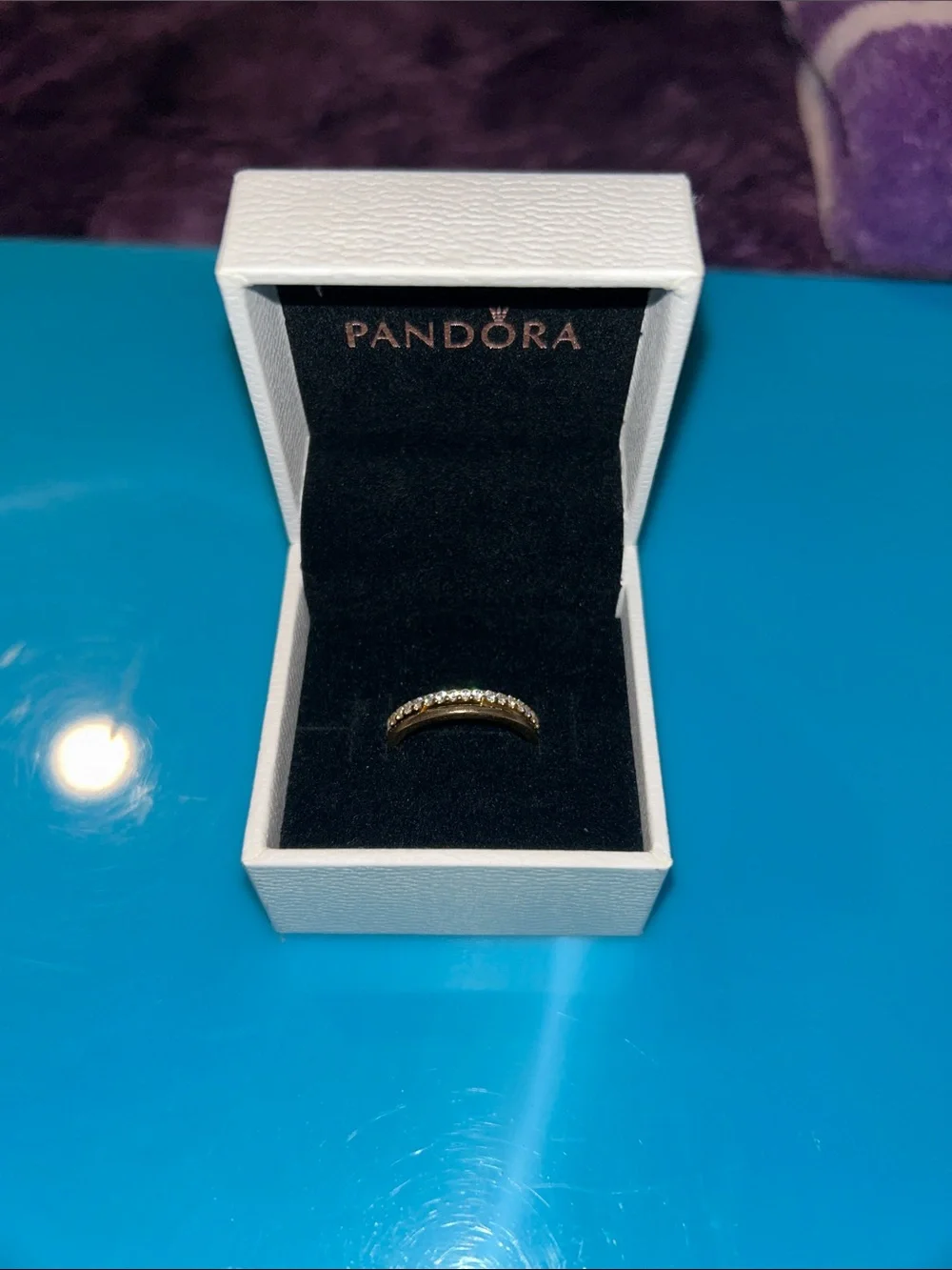 Pandora 14k Gold Plated Pavé Stackable Ring with Clear Cubic Zirconia