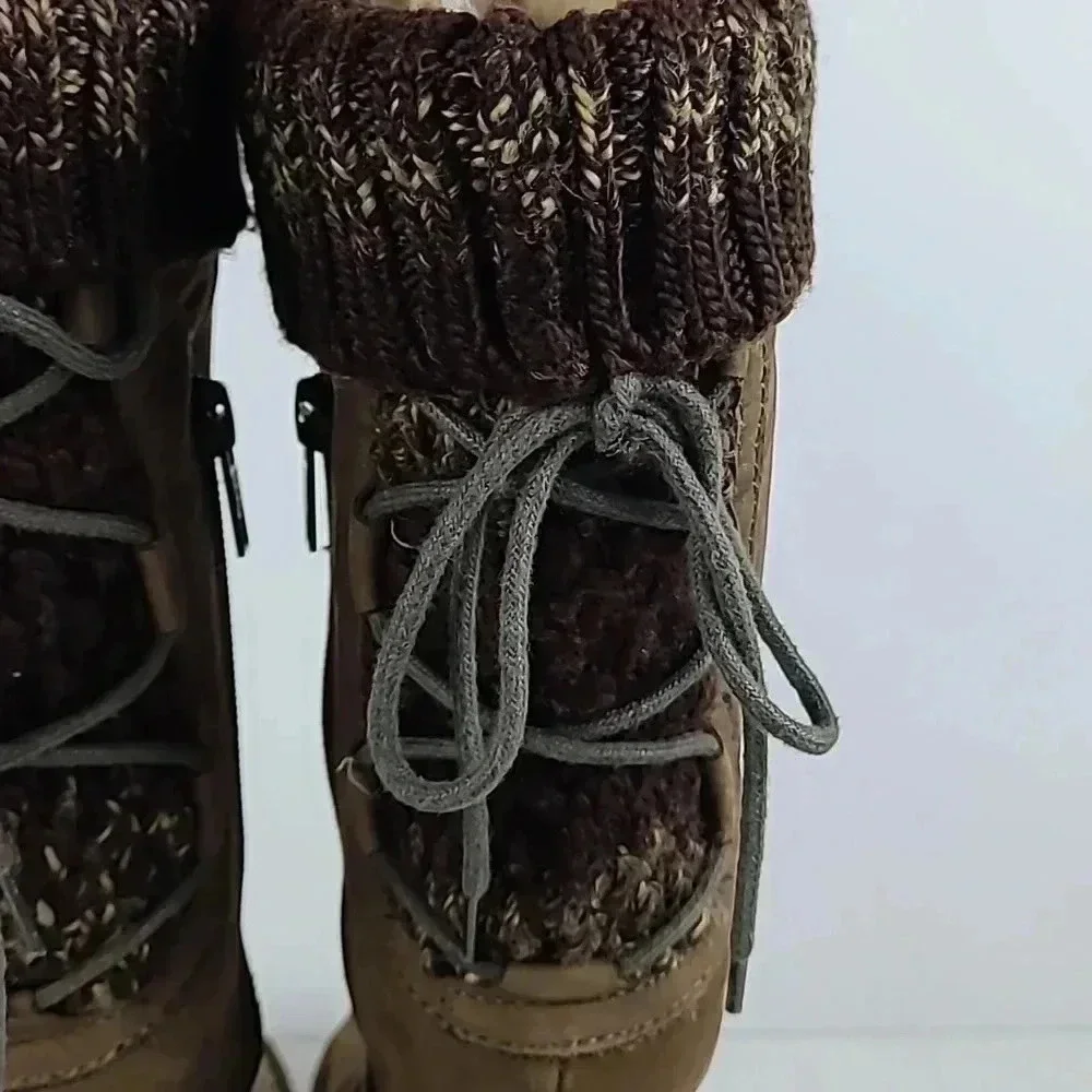 UGG lace knitted leather
