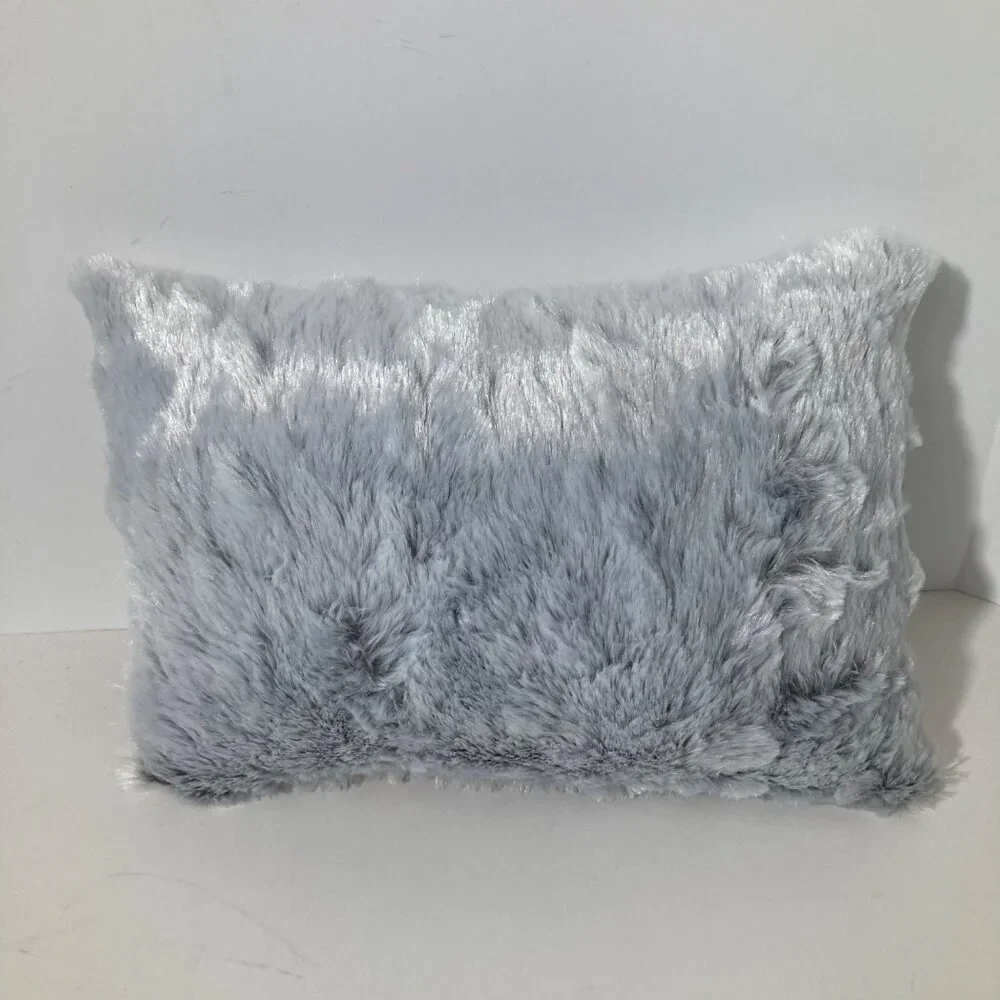 Handmade‎ Crewel Embroidered Kitty Dragonfly Pillow Faux Fur Backing 10 x 6 x 4