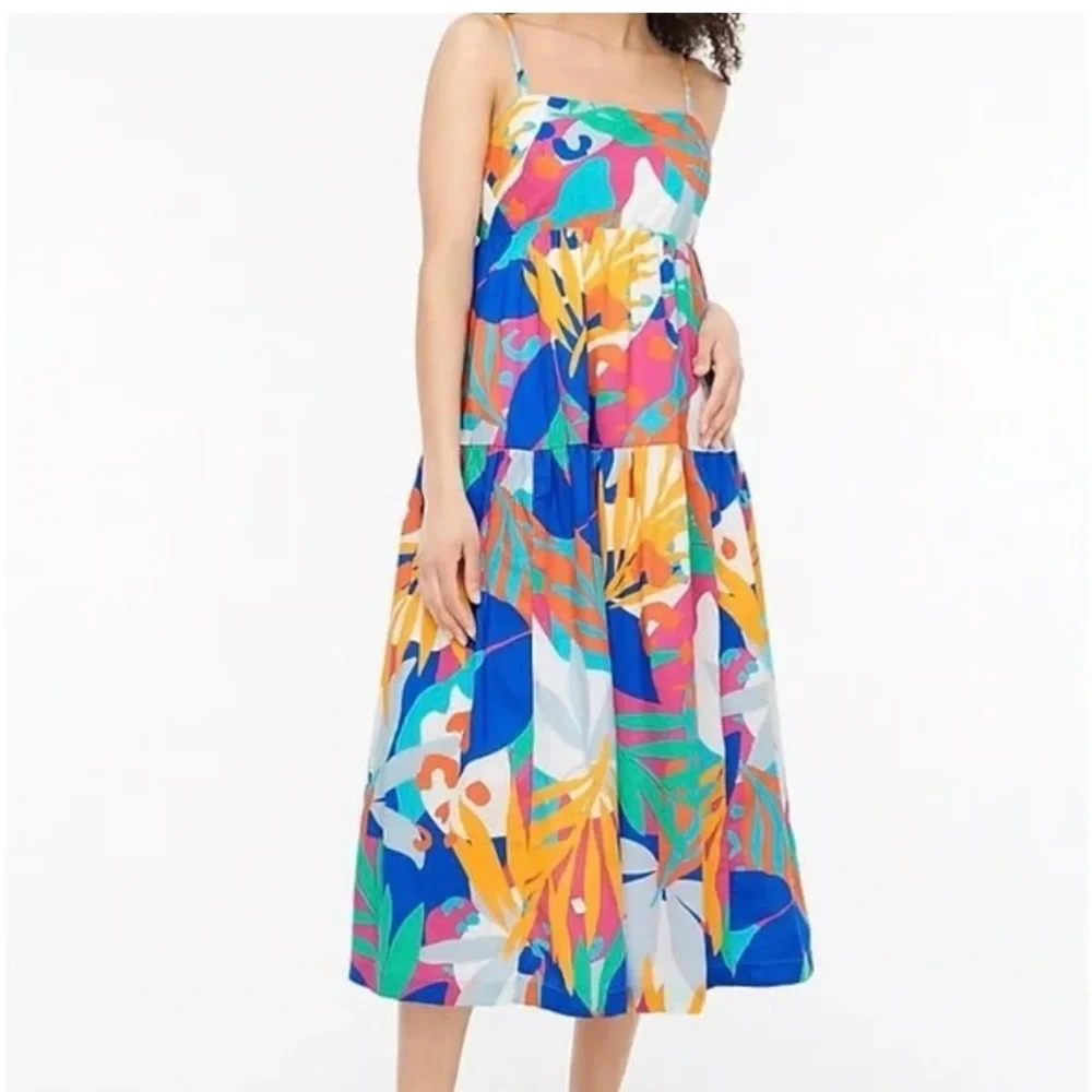 J. Crew Multicolor Tropical Print Maxi Dress