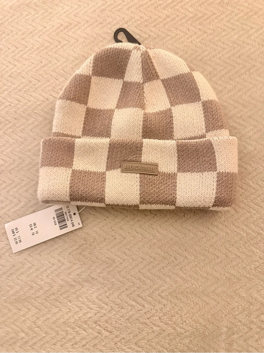 Abercrombie Kids Checkered Beanie – Brown & Cream – NWT