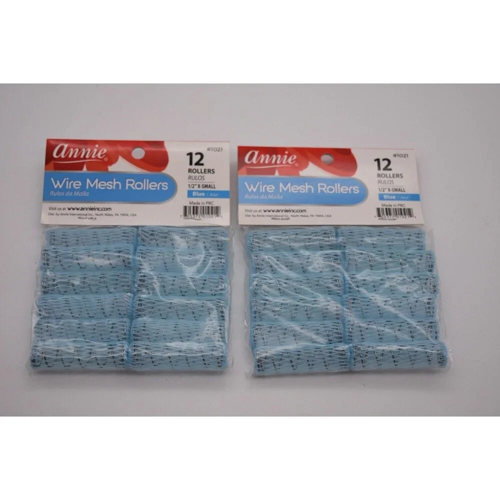 Annie Wire Mesh Rollers – X-Small 12 Count Blue - 1/2