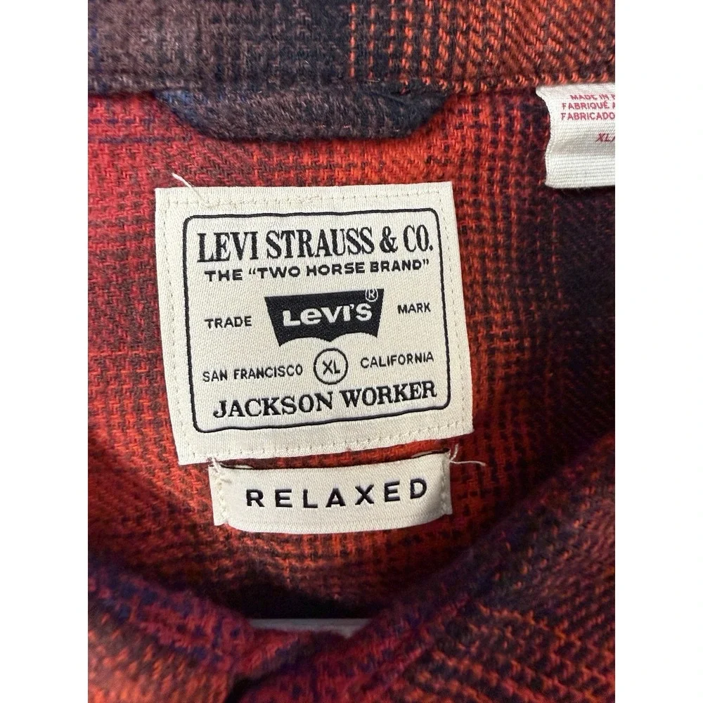 Levi's Relaxed Jackson Worker Flannel Shirt Men's XL Shadow Plaid Long Sleeve