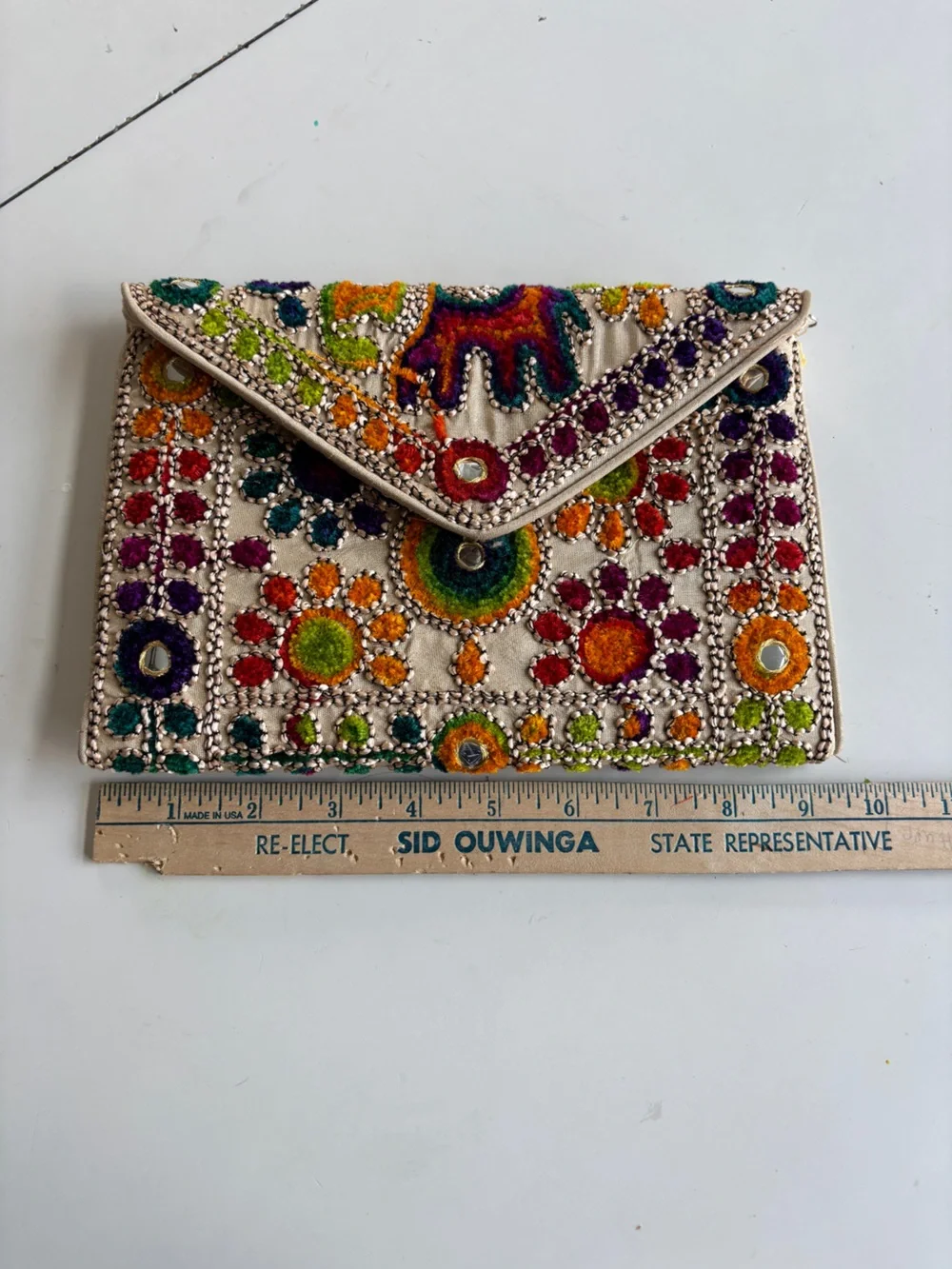 Embroidered Multicolor Floral Clutch Wallet from India