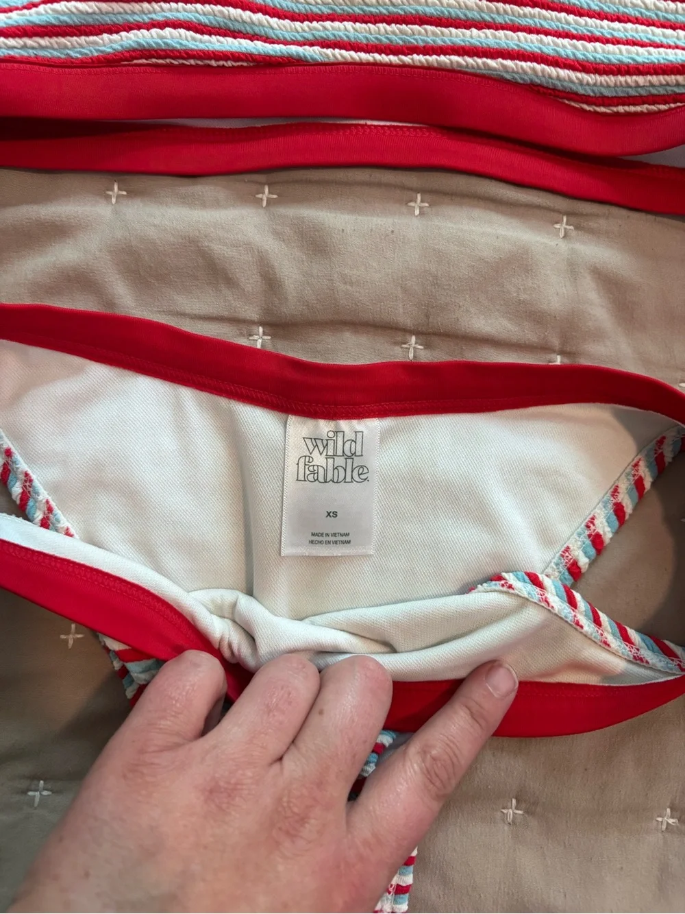 Wild Fable Red & White Striped Women’s Bikini Set