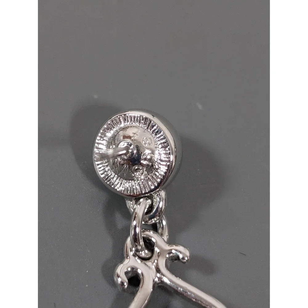 Monet Silver‎ Tone Rhinestone Faux Pearl Chandelier Drop Earrings
