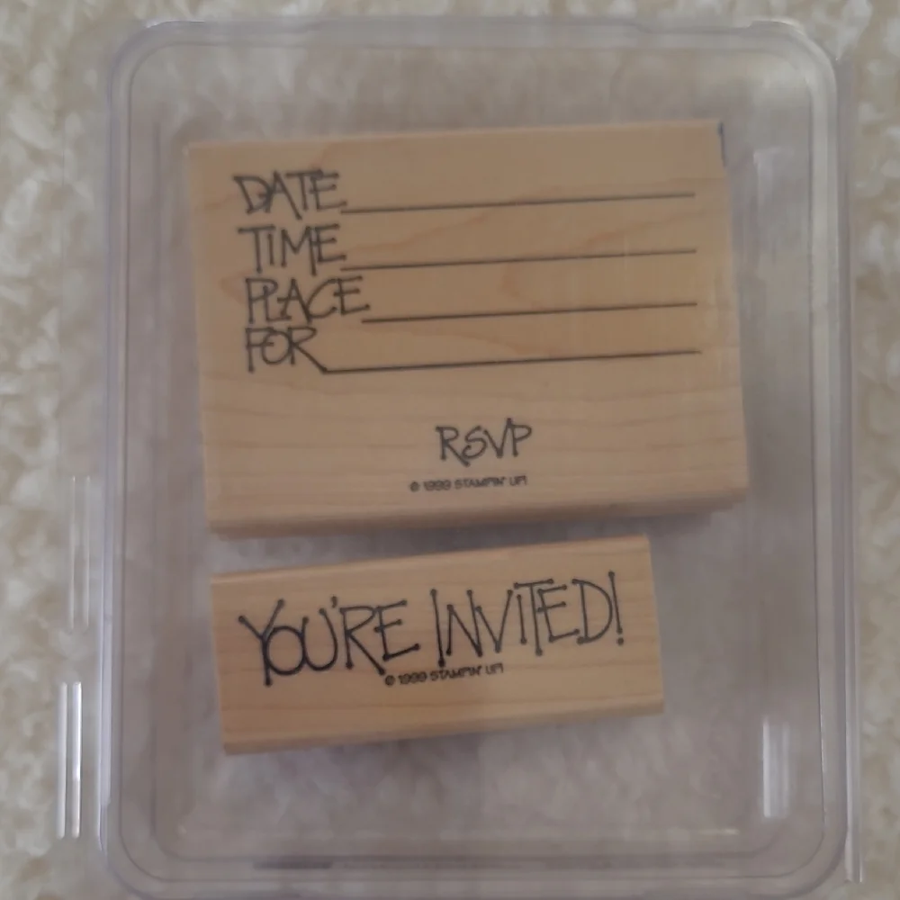 Stampin' Up! 1999 Retired Dot Invitation Stamp Set Wood 2 Pc