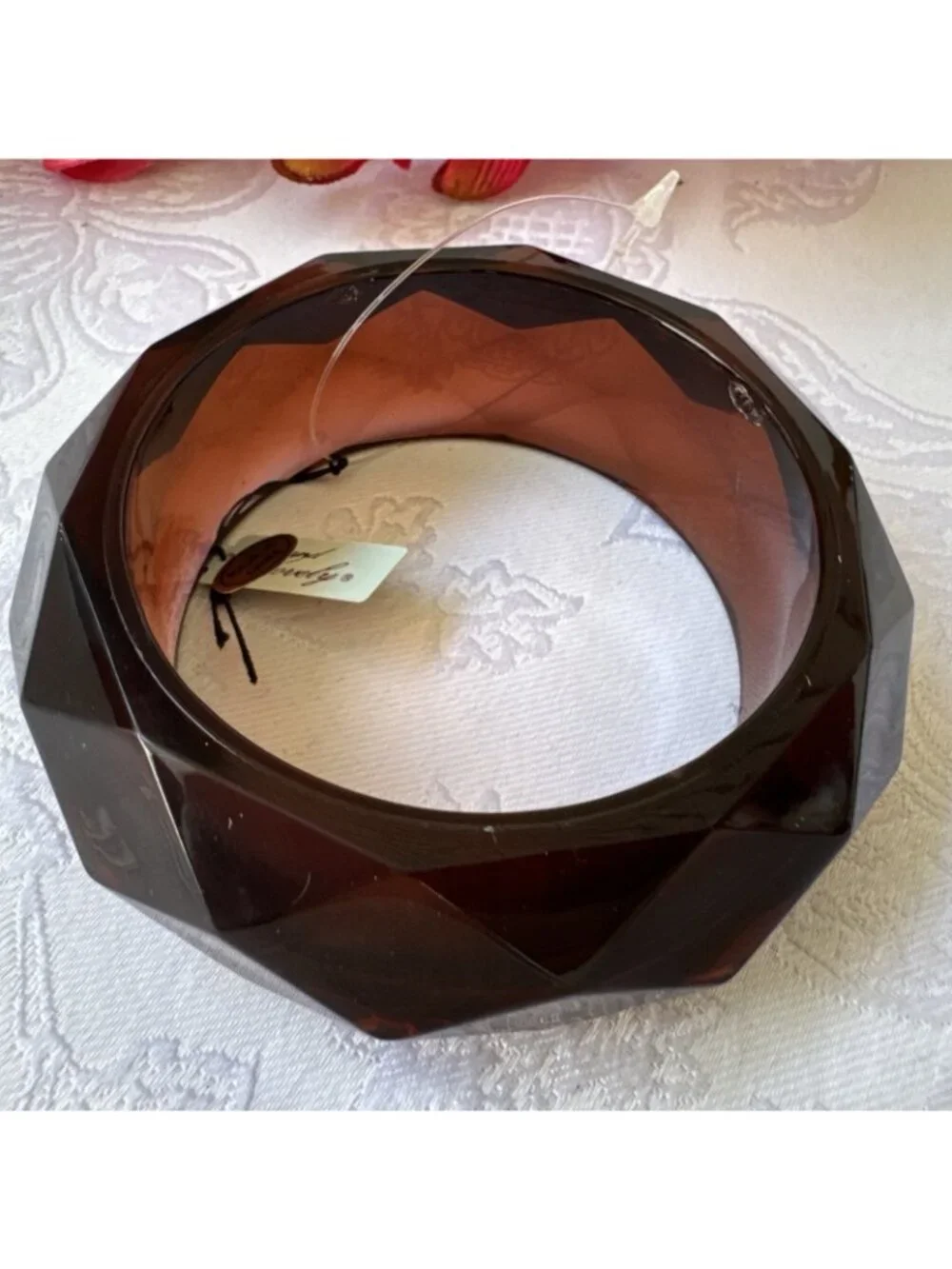 And Lovely Chunky Plum Brown Bracelet Acrylic Bangle 1.5