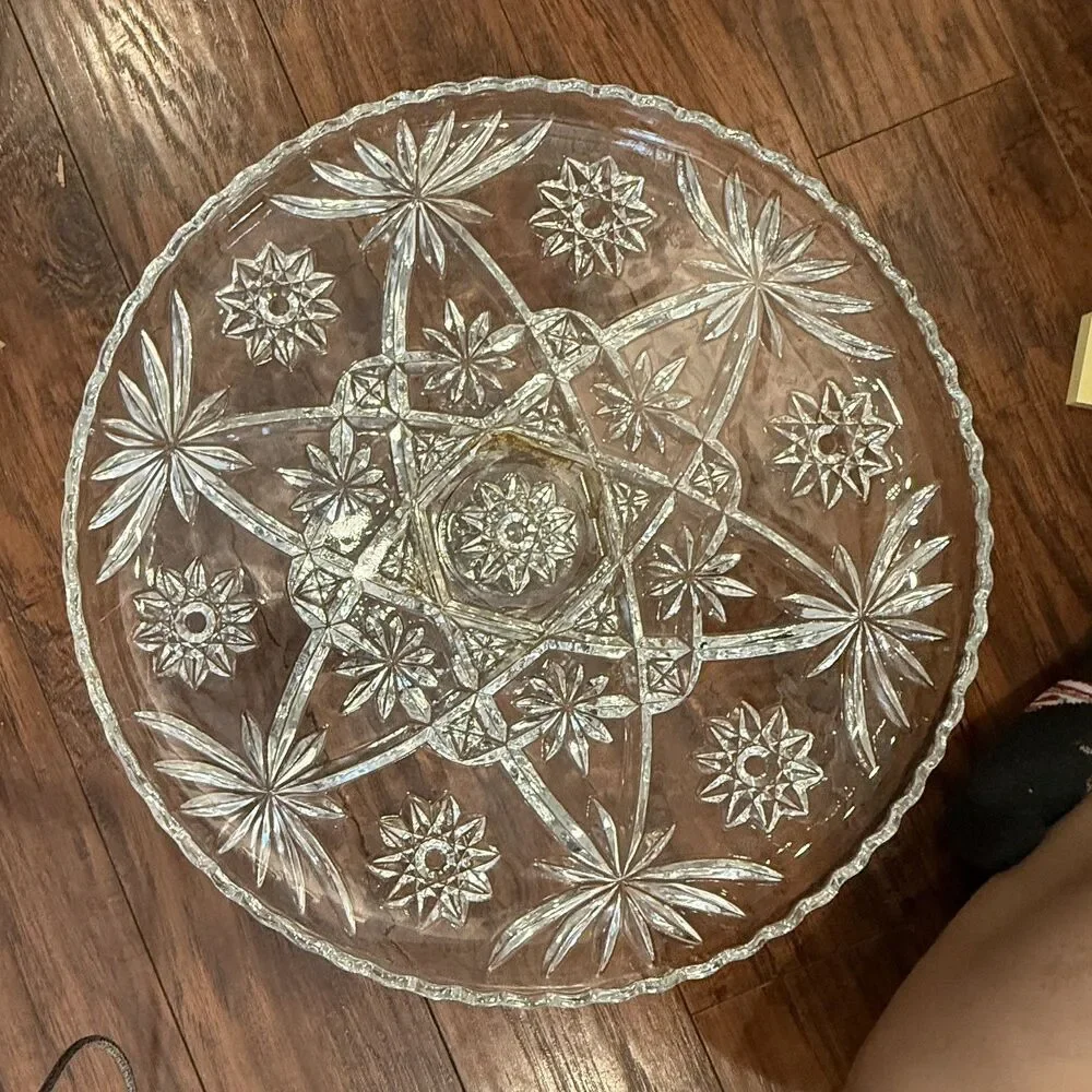 Anchor Hocking Early American Prescut, Footed Cake Plate 706, Pedestal Stand, A3