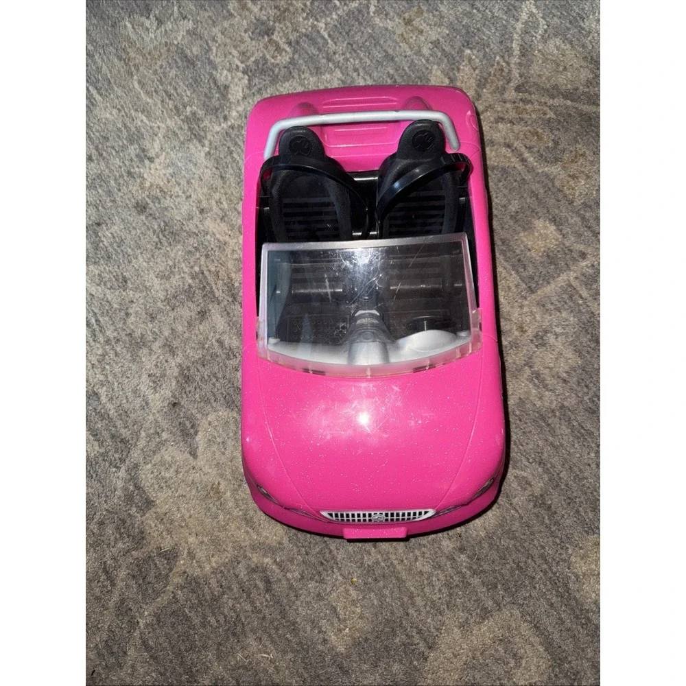 2013 Mattel Barbie Glam Pink Glitter Convertible Car with Seat Belts