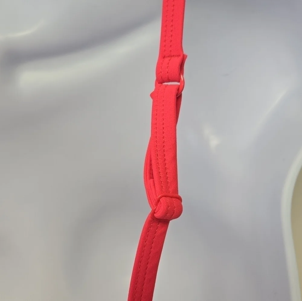 Adidas Cross Back bikini top Neon Red and White 12