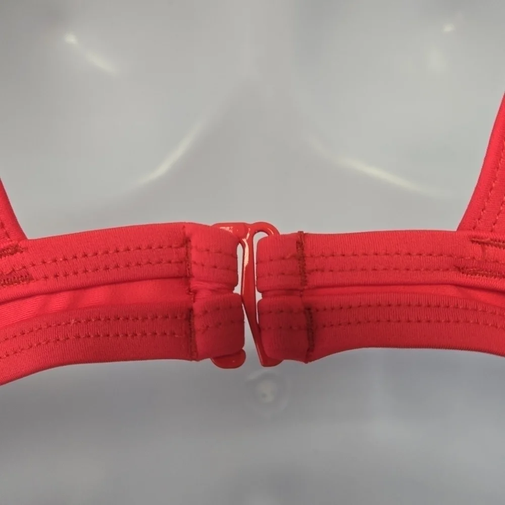 Adidas Cross Back bikini top Neon Red and White 12