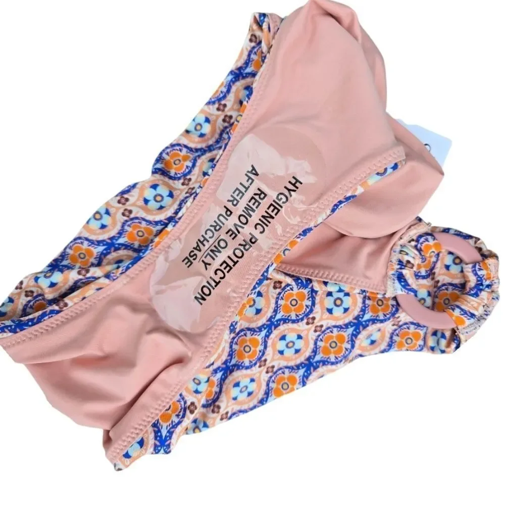 Jets Ring Side. Patterned Pink Bikini Bottom