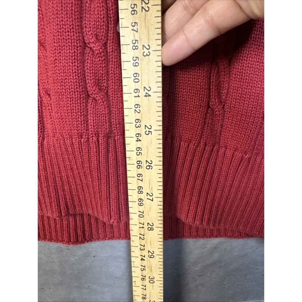 Vintage Tommy Hilfiger vibrant red cable-knit crewneck sweater Small Men's