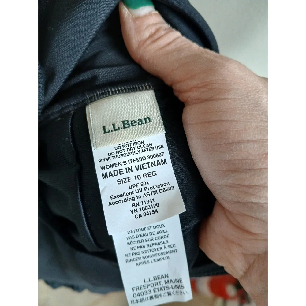 NWT L.L.Bean Black Tankini Swimsuit Top UPF 50 Sunsmart Lycra Xtra Life‎ Size 10