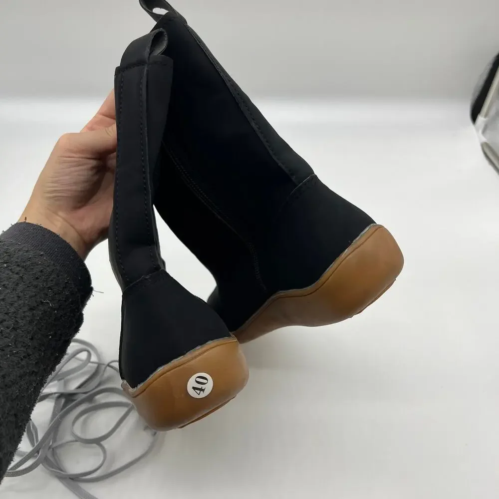 Ankle Boots Round Toe Casual Comfortable Lightweight Black Size 9US /40CN