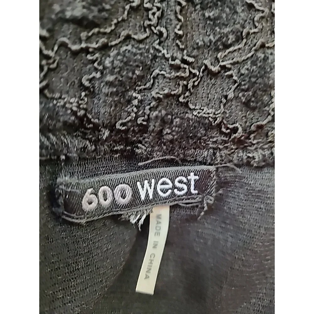 600 West Skirt Womens Black‎ Lined Midi A Line Gored Textured Lace Overlay Dark