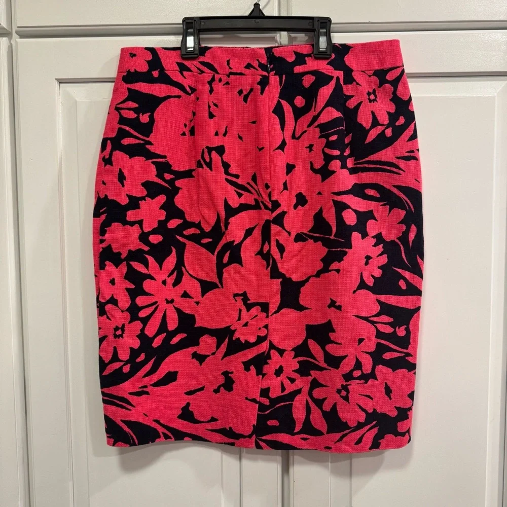 J. Crew Pencil Skirt Hot Pink/Navy- Size 2‎