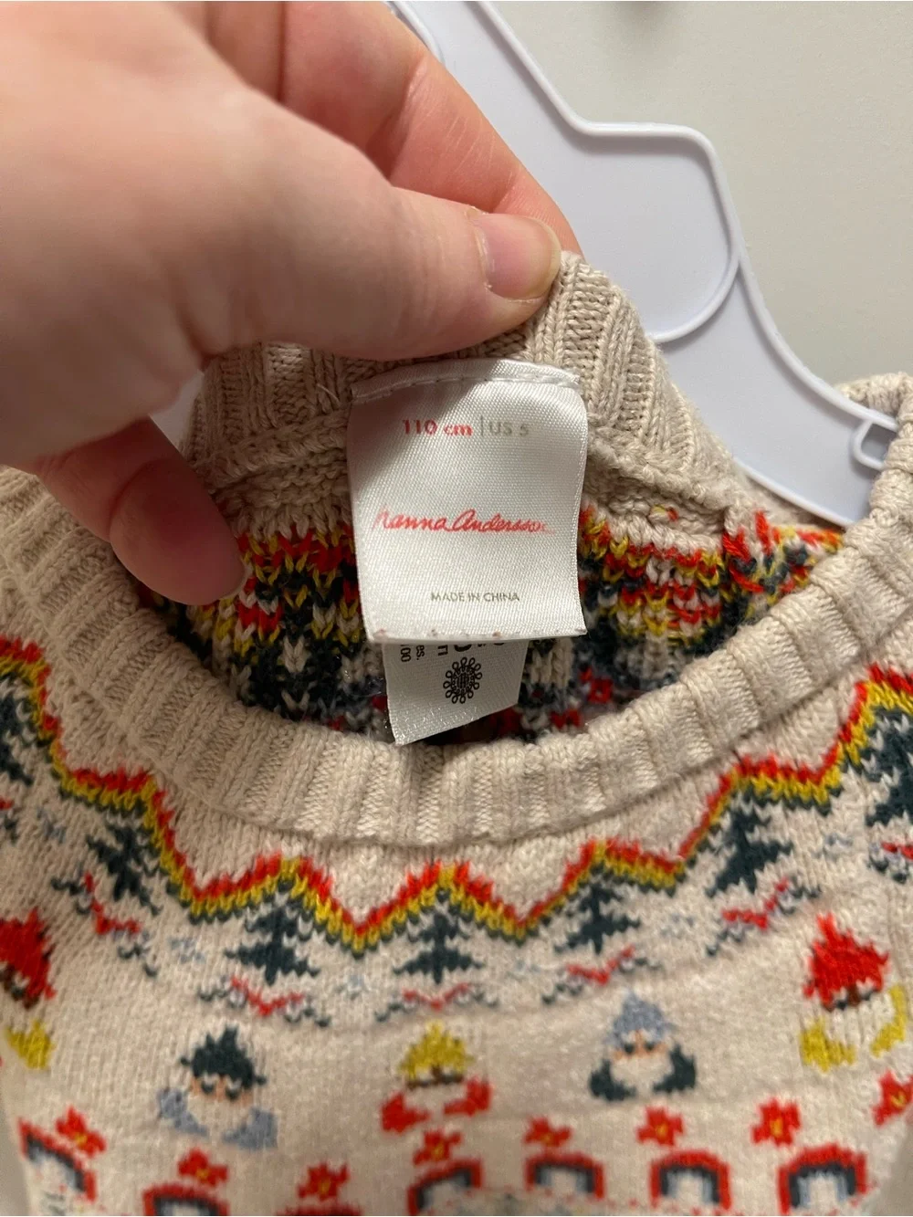 Hanna Andersson Girls US 5 Nordic Fair Isle Gnome Sweater Dress