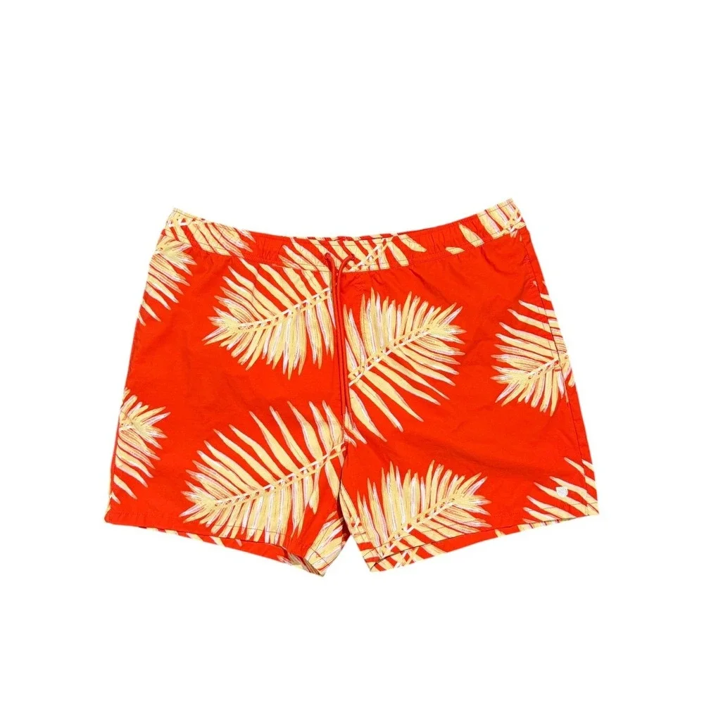 Brixton Tropical Palm Print Swim Board Shorts Orange 5