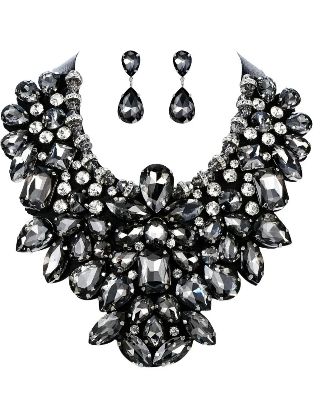 Colorful Rhinestone Crystal Statement Jewelry Set - 9 Colors Necklace & Earrings