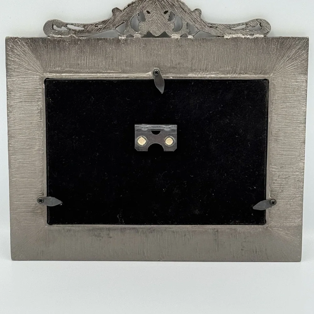 CBK‎ Enamel Picture Frame Palm Leaf Print Metal Gemstone NO GLASS Tropical Glam