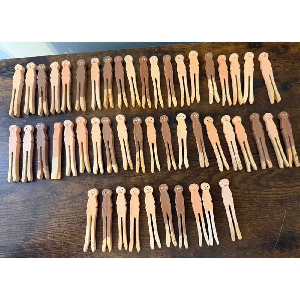 Lot 50‎ Vintage Wooden Clothespin Peg People Handpainted Waldorf Craft