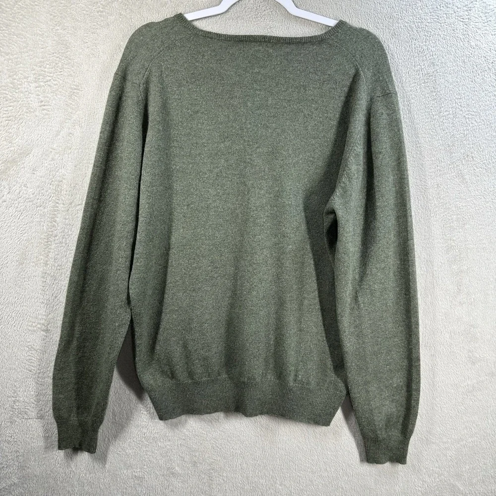 Philip G 100% Cashmere V-Neck‎ Sweater Pullover Green Men's L Old Money Preppy