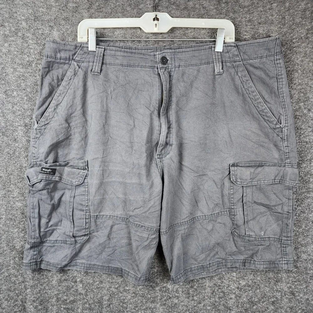 Wrangler Cargo Shorts‎ Mens 40 Grey Relaxed Fit Cotton Twill Casual Outdoor