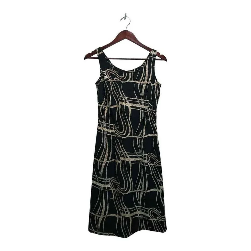 Sleeveless black‎ & gold dress. Size small