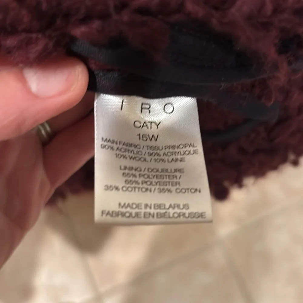 NWOT IRO Cathy woman's maroon fuzzy jacket