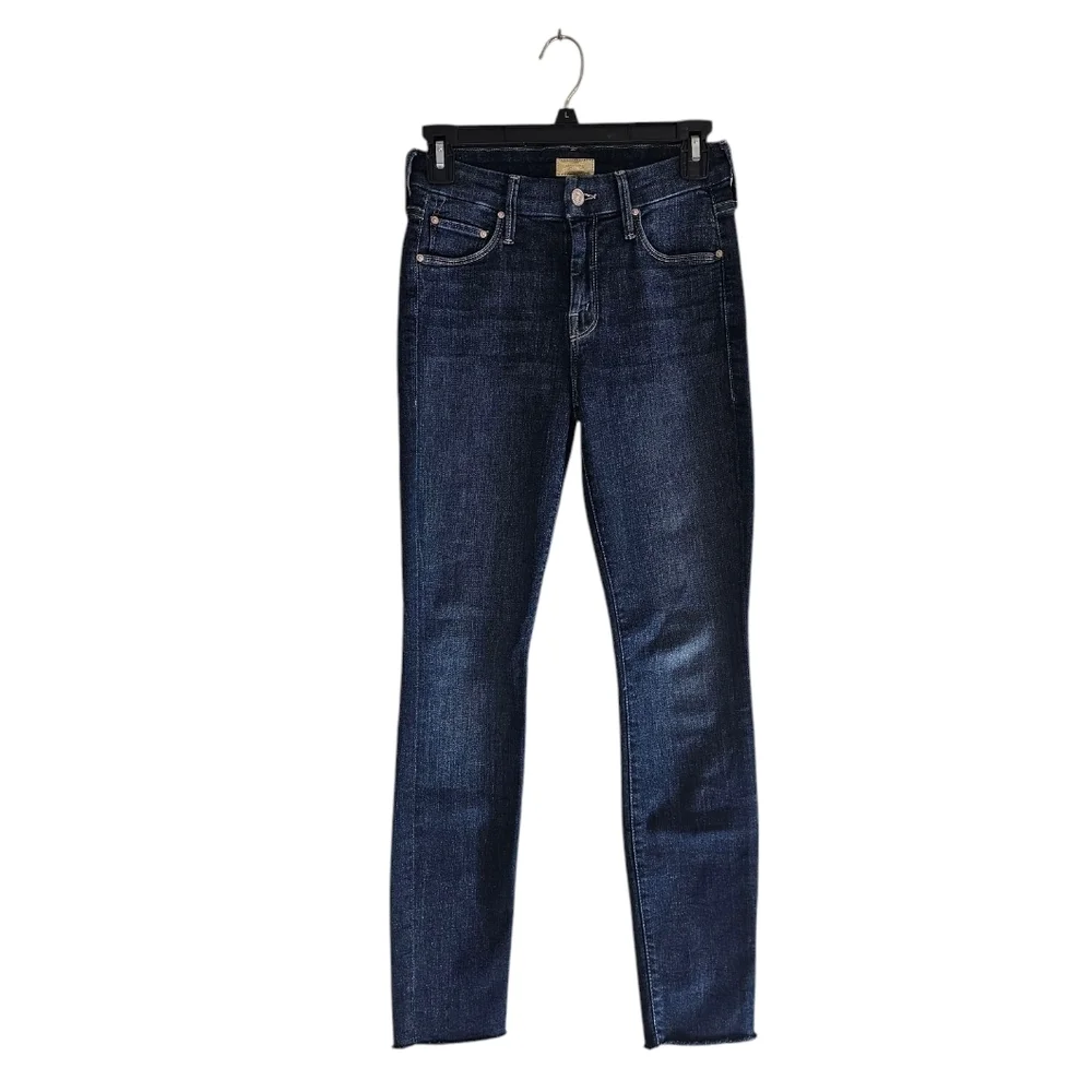 MOTHER‎ Looker Ankle Fray Mid Rise Skinny Leg Girl Crush Blue Jeans 25 Preowned