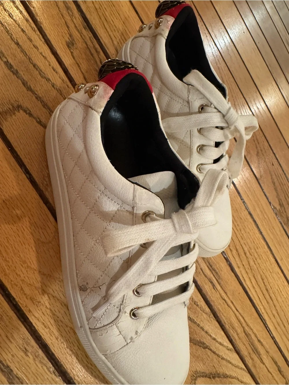 Kurt Geiger white quilted gold